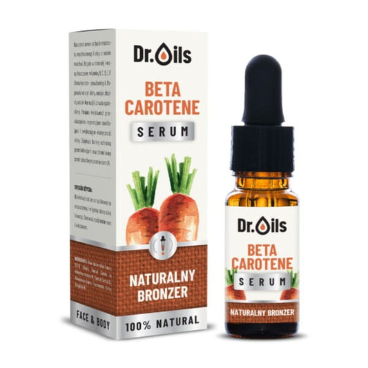 Dr. Oils Serum Beta Karotin in 10 ml Flasche, pflegt die Haut mit natürlichem Karotin, sichtbar in der Flasche.
