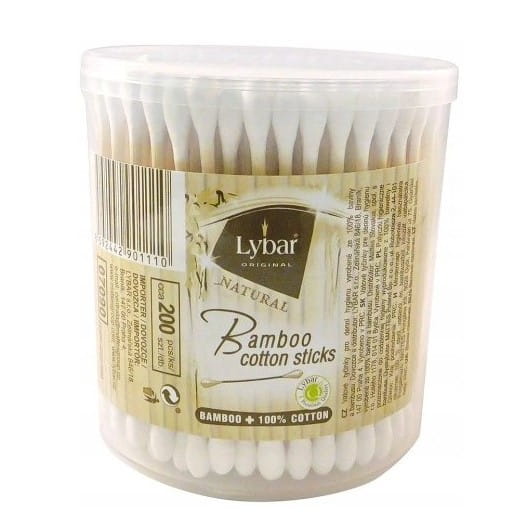 Runde Schachtel mit 200 Bambusstäbchen von Lybar, umweltfreundliche Essstäbchen aus Bambus, ideal für asiatische Gerichte.