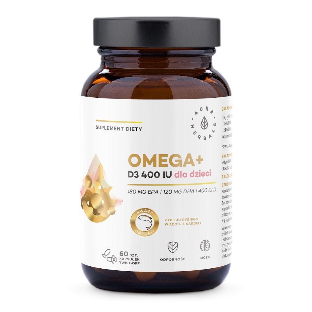 Omega + Vitamin D3 400 IE für Kinder 60 AURA HERBALS Drehkapseln - Biogo.de