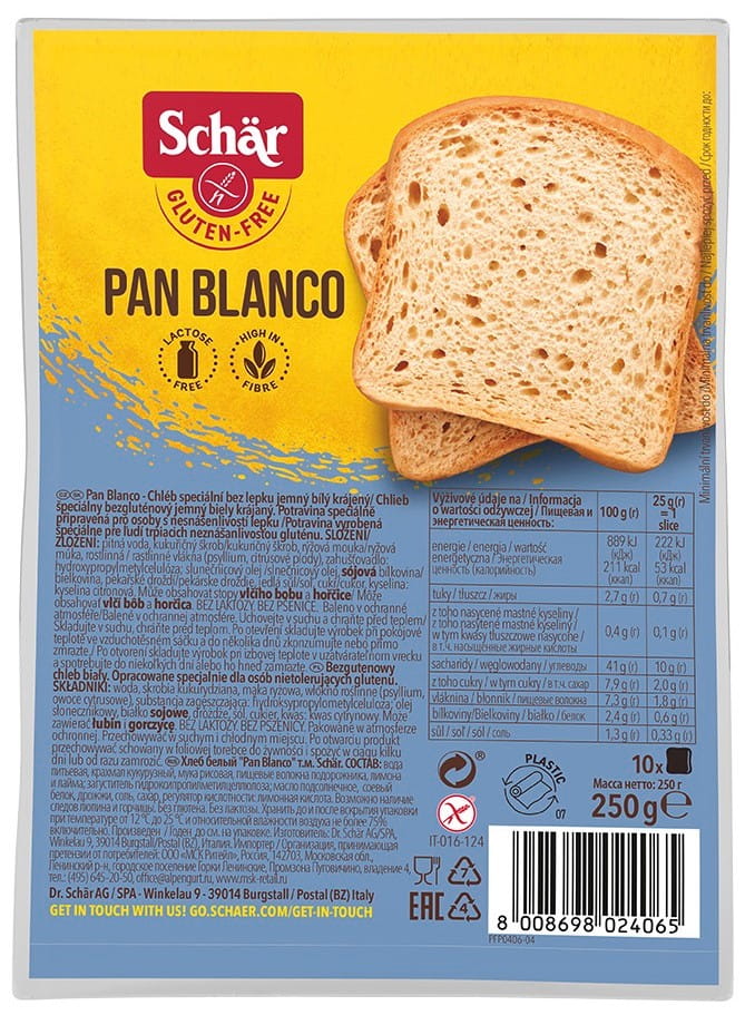 „Pan Blanco“ – glutenfreies Weißbrot, 250 g, Schar MHD: 09-2026
