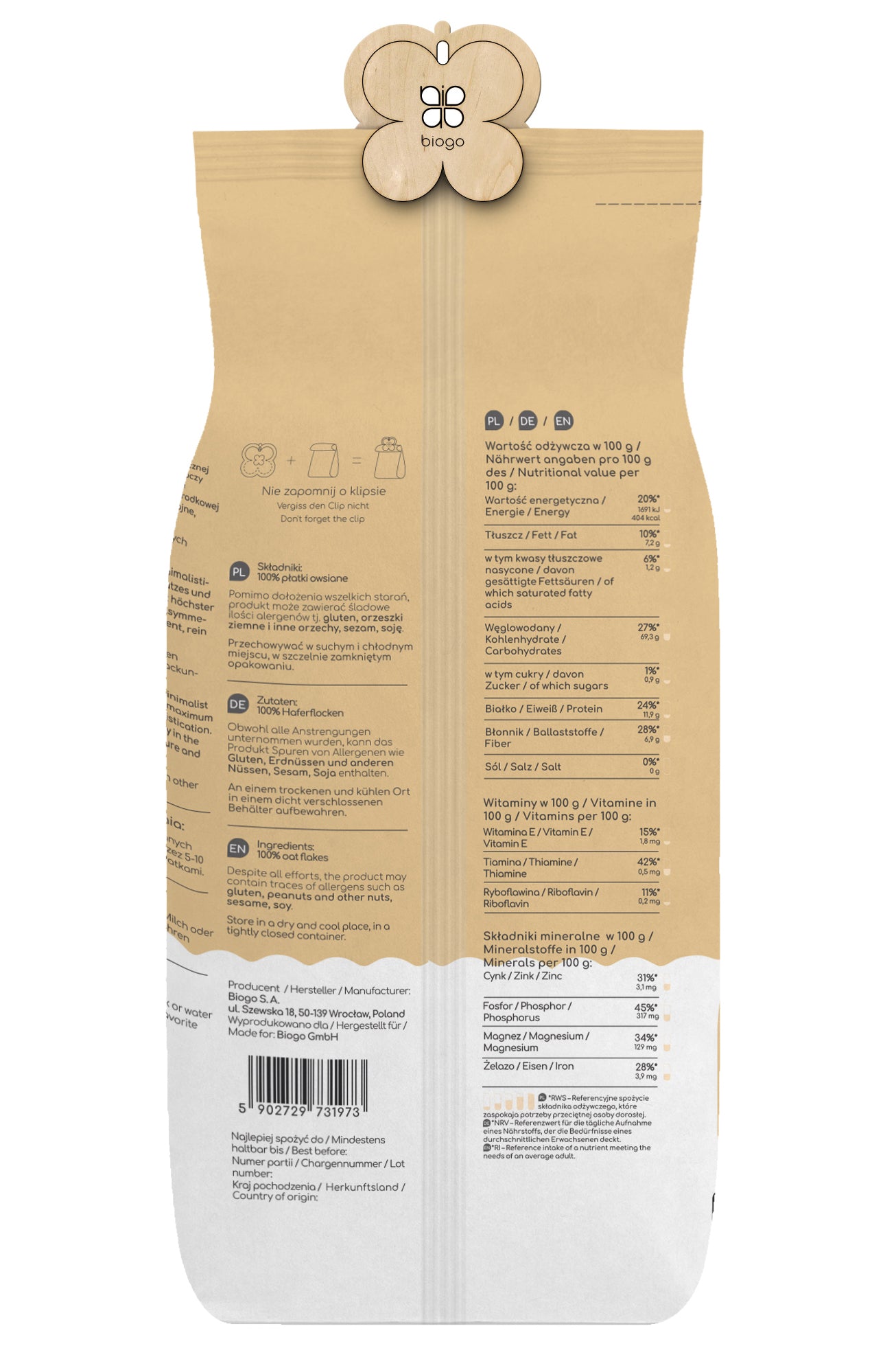 Haferflocken 800 g BIOGO - Biogo.de