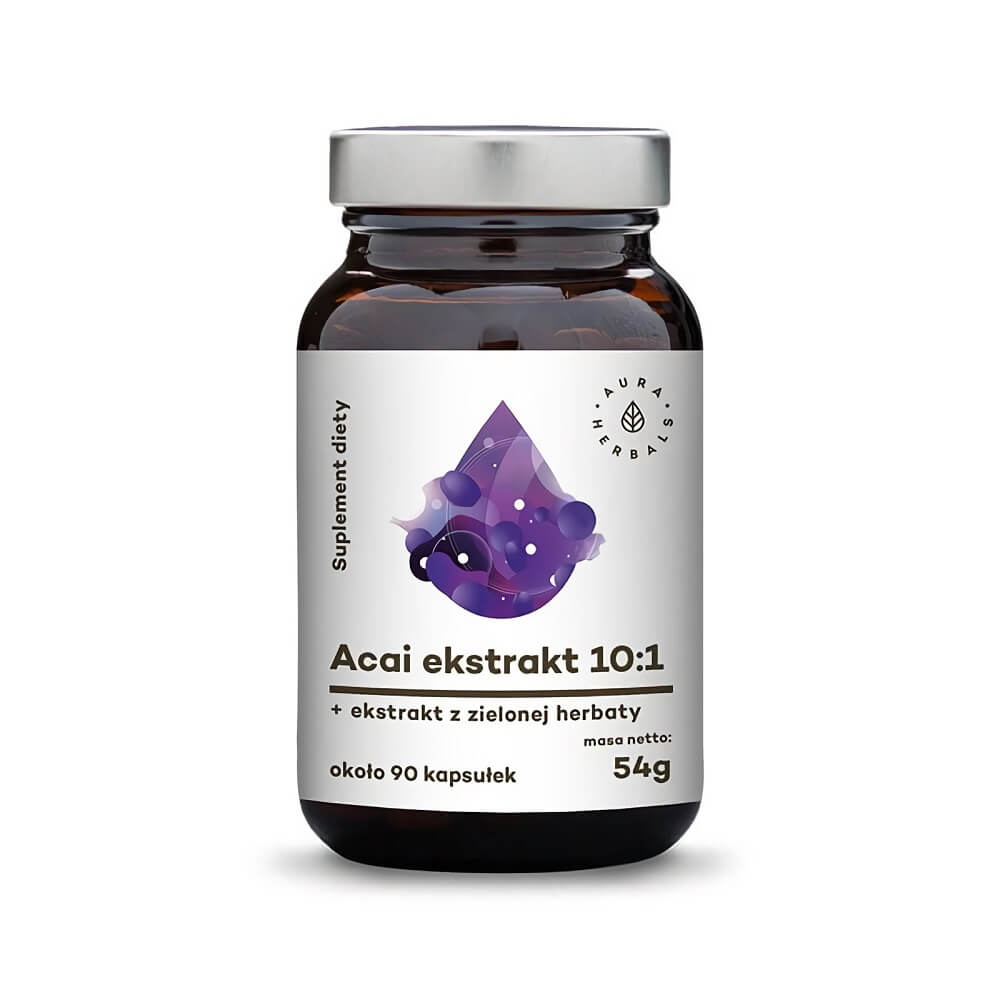 Acai-Beeren-Extrakt 10:1 280mg + Grüntee-Extrakt 40mg 90 Kapseln 54g AURA HERBALS