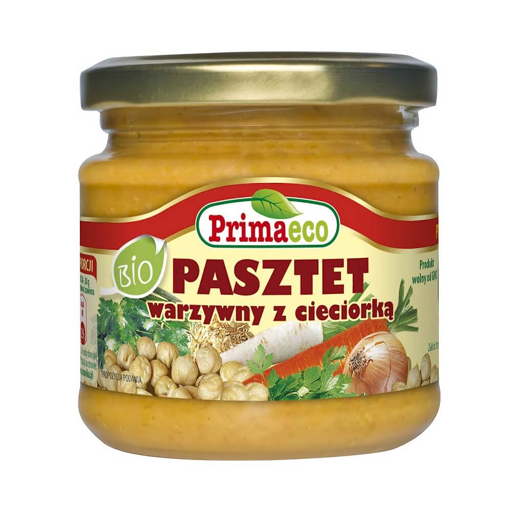 Gemüsepastete mit Kichererbsen von PRIMAECO, Bio, 160 g, cremige Pastete mit Gemüse und Kichererbsen in Dose.