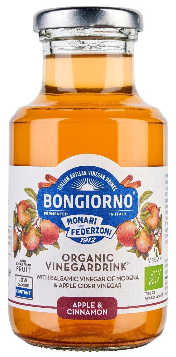 BONGIORNO Apfel-Zimt-Balsamico-Getränk aus Modena, Bio, 250 ml, mit Apfel- und Zimtgeschmack, in Flasche.