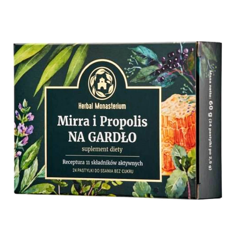 Myrrhe und Propolis für den Hals ohne Zucker 24 HERBAL MONASTERIUM Lutschtabletten