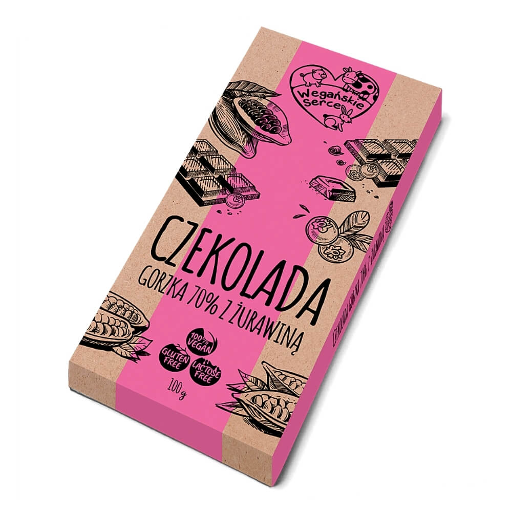 Zartbitterschokolade 70% mit Preiselbeeren 100 g VEGAN HEART