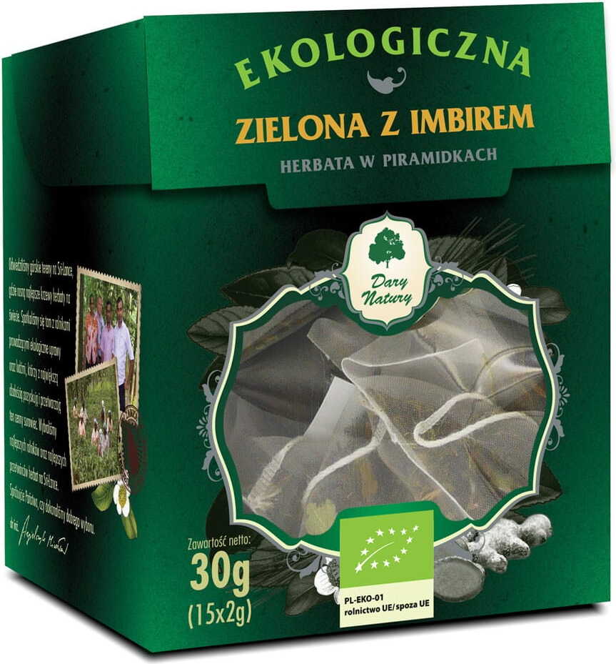 Grüner Tee mit Ingwer BIO-Pyramide (15 x 2 g) - GESCHENKE DER NATUR