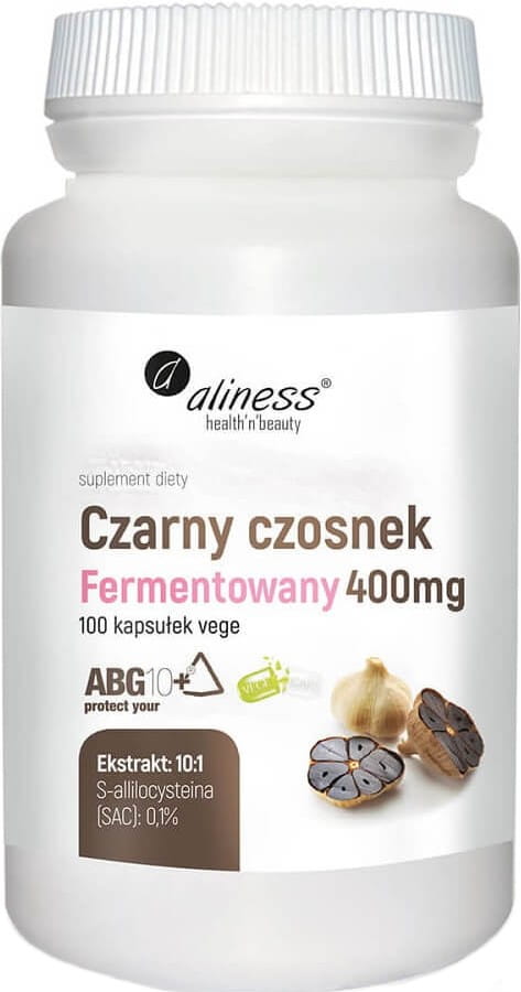 Schwarzer fermentierter Knoblauch 400mg Extrakt in 100 Kapseln, von ALINESS, mit Allylcystein Sac 01% für Gesundheit und Wohlbefinden