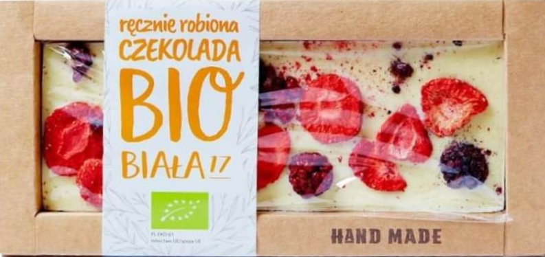 Weiße Schokolade mit Erdbeeren und Brombeeren BIO 53 g - STAROPOLSKA SÜSSWAREN
