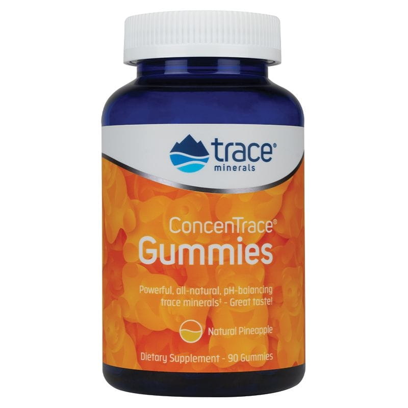 Spurenmineral-Gele in Konzentratform von TRACE MINERALS, 90 Mineralstoff-Gummis mit verschiedenen Mineralien und Spurenelementen.