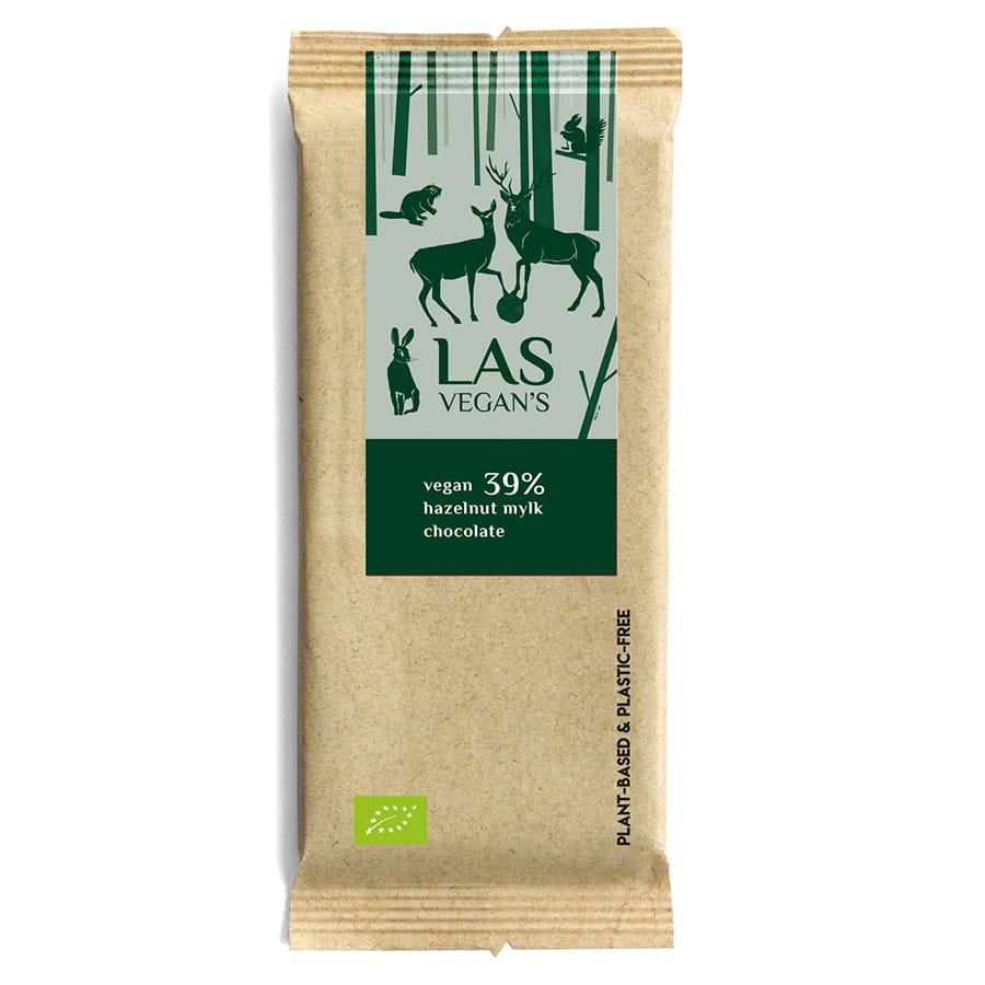 Vegane Schokolade mit Haselnüssen 39% 50g LAS VEGANS