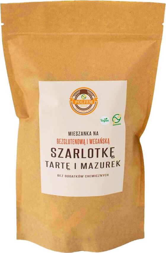 Glutenfreier, veganer Apfelkuchen-Mix von POLFEM, 500g, mit Äpfeln, Teig und Backzutaten für Torte, Mazurek oder Shortbread.