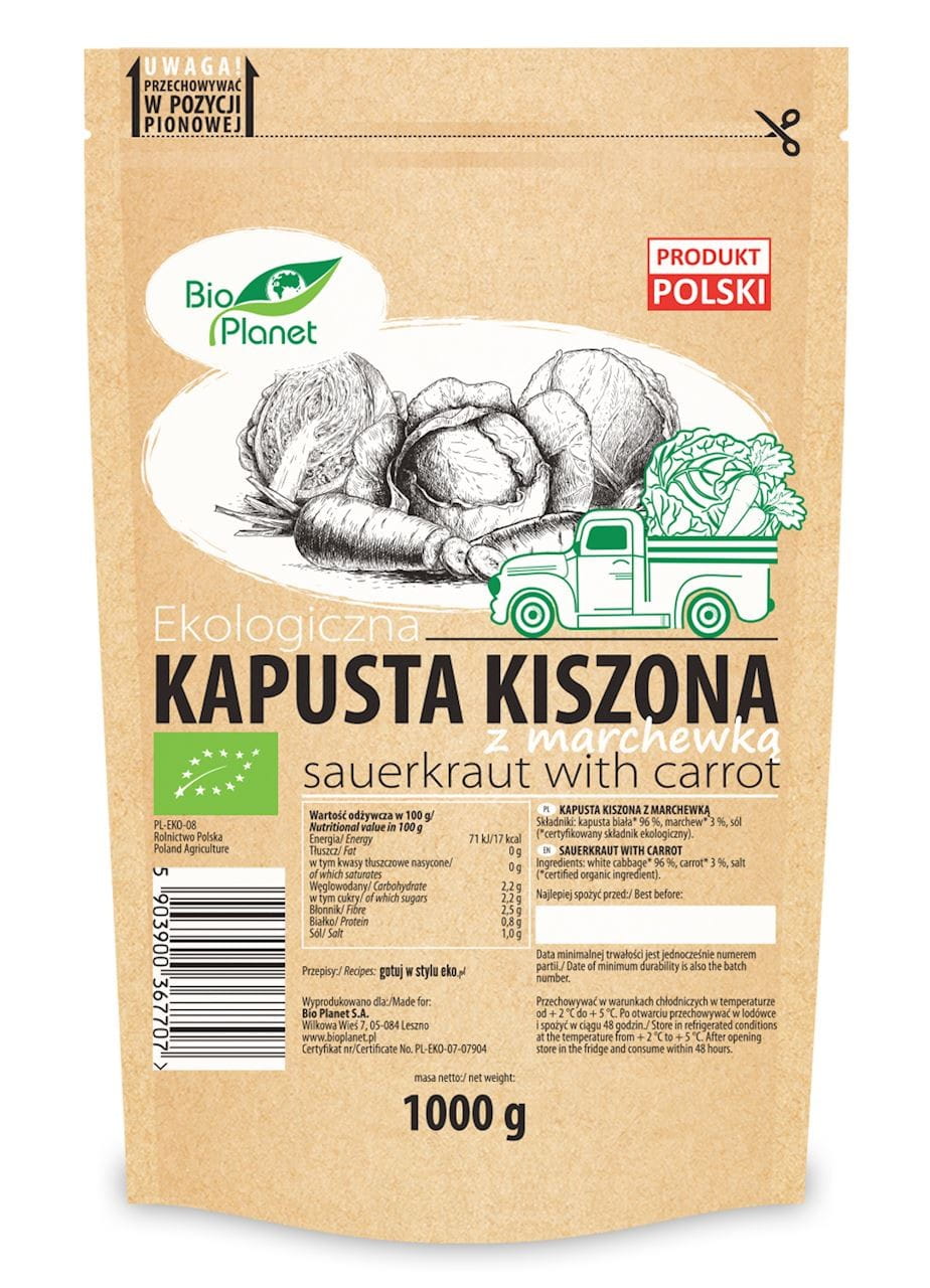 Verkauf BIO Sauerkraut mit Karotten 1 kg (Doypack) - BIO PLANET - Biogo.de