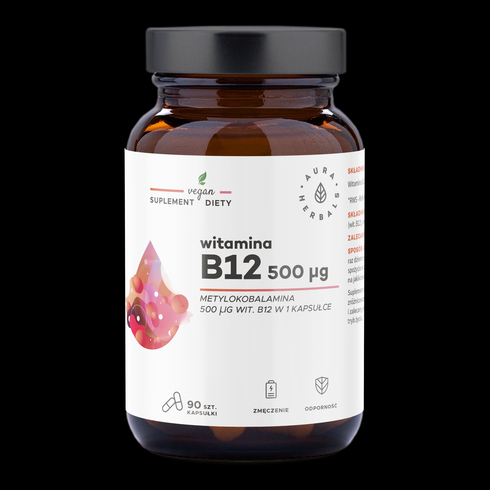 Vitamin B12 500 µg Methylcobalamin 90 Kapseln Aura Herbals - Biogo.de