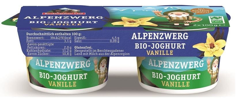 VANILLE JOGHURT (3,9 % FETT IN MILCH) BIO GLUTENFREI (2 x 100 g) 200 g - BERCHTESGADENER LAND - Biogo.de
