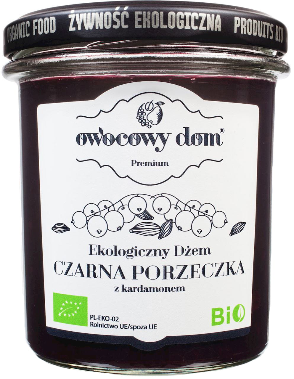Schwarze Johannisbeermarmelade mit Kardamom BIO 290 g - FRUIT HOUSE