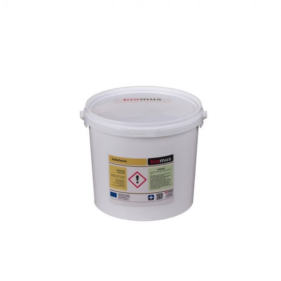 Pinienharz BIOMUS, 5kg, natürliche Kalafonie aus Kiefernharz in einer transparenten Verpackung.