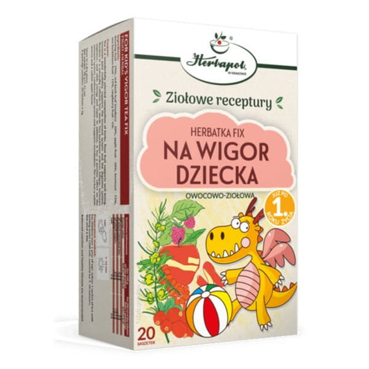 Herbapol Herbatka na Wigor für Kinder, 20 Beutel, frischer Tee in Packung mit Kräutern und kindgerechtem Design