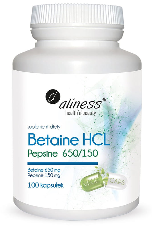 Medizinische Betain HCL Pepsin Kapseln von MEDICALINE, 100 Stück, zur Unterstützung der Verdauung.