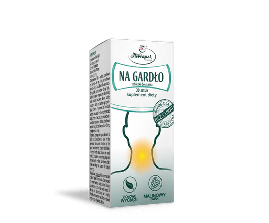 Herbapol NA GARDŁO Lutschtabletten, 30 Stück, herbal cough drops auf weißem Hintergrund