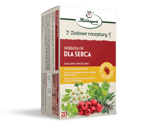 Herbapol HERBATKA fix für das Herz, Kräutertee in Teebeutel, natürliche Inhaltsstoffe, Herzgesundheit, Verpackung sichtbar