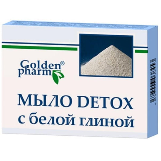 Weiße Tonerde Seife von Golden Pharm, 70 g, mit natürlicher Reinigung, in einer Verpackung mit ukrainischem Kosmetik-Design