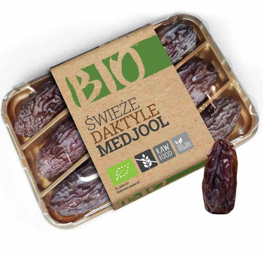 Frische Bio Medjool-Datteln von Organic House in 180 g Packung, saftig und aromatisch aus biologischem Anbau
