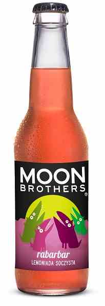 Saftige Rhabarber-Limonade von MOON BROTHERS in einer 330 ml Flasche, erfrischend und fruchtig, mit Rhabarber und Zitronengeschmack