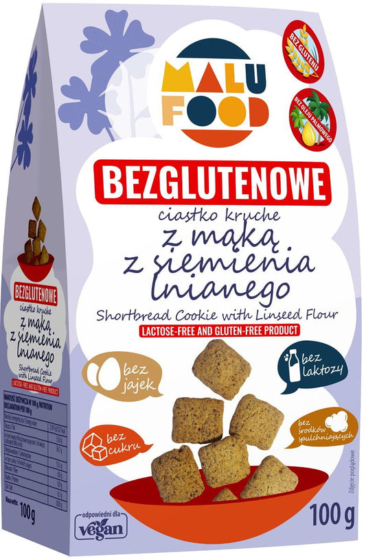 Horizontales Gebäck mit säuerlichem Mehl, ohne Zucker, 100 g, von MALU FOOD, knuspriges Gebäck in der Verpackung