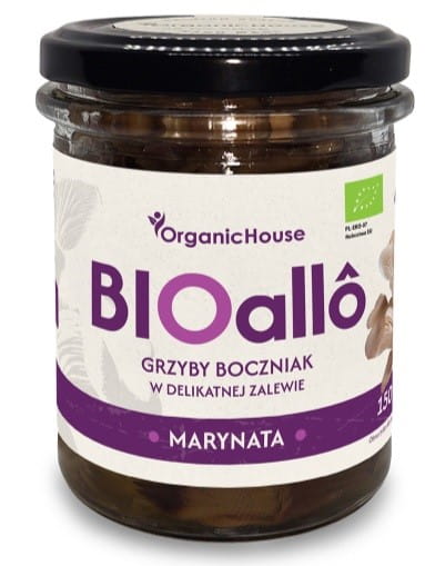 BIOallo Marinade mit Austernpilzen in einer delikaten Bio-Marinade, 180 g, von Organic House, frisch und aromatisch.
