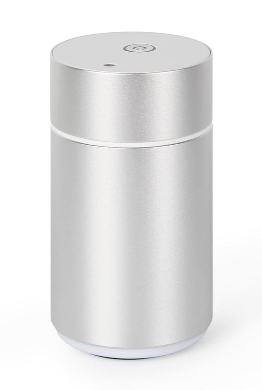 Ultraschalldiffusor für ätherische Öle von PHYSALIS, moderner urbaner Design, zeigt den Diffusor mit Wasser und Öl im Inneren