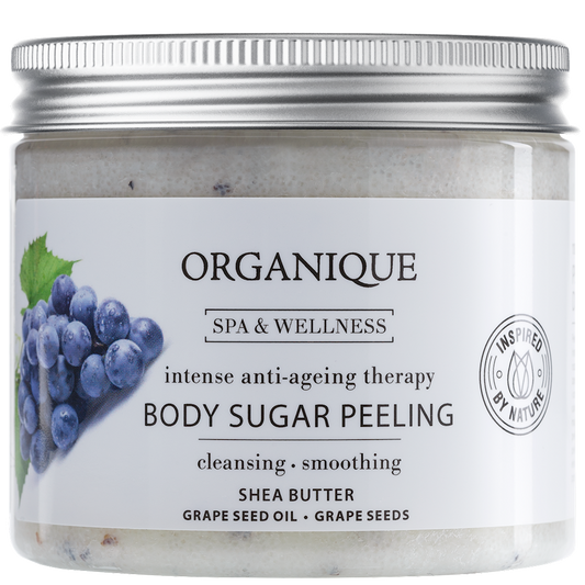 Organiqe Sugar Body Cleaner Anti-Ageing mit Traube, 200 ml, pflegende und erfrischende Körperreinigung.