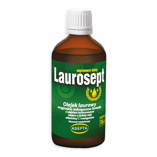 ASEPTA Laurosept 10ml Flasche mit Lorbeeröl, Kurkuma, Hagebuttenöl, Vitamin C und Mangan, natürliche Nahrungsergänzung