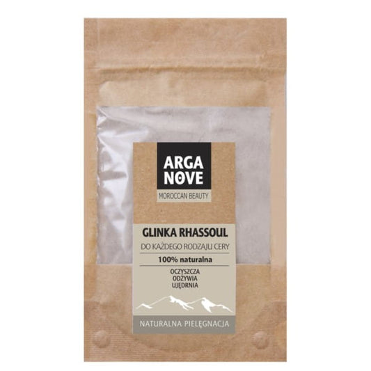 MAROKO Arganove Glincka Rhassoul 70 g, natürliches Tonerde-Pulver in einer Verpackung, für Haut- und Haarpflege.