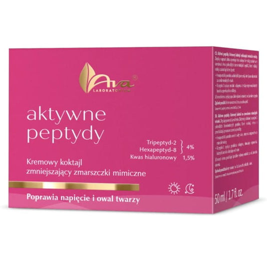 AVA Aktive Peptine Creme Cocktail in 50 ml, cremige Textur, hochwertige Hautpflege von AVA LABORATORIUM, sichtbare Pflege auf der Haut