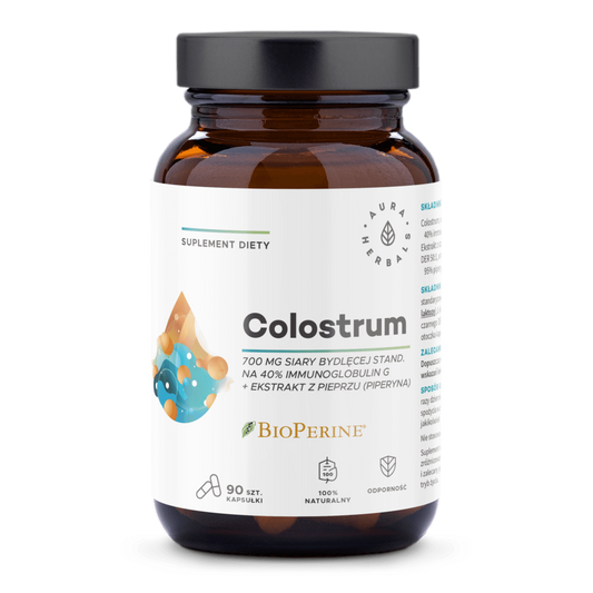 Kapseln von AURA HERBALS mit 700 mg Kolostrum und BioPerine, 90 Stück, für Unterstützung des Immunsystems.