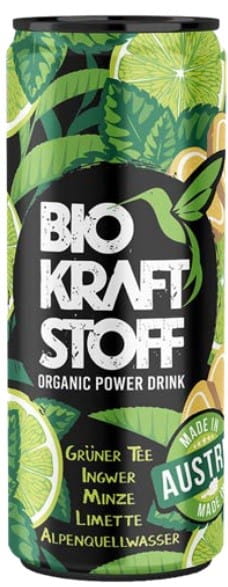 Bio Kohlensäuregetränk mit grünem Tee und Ingwer in 250 ml Flasche, BIO KRAFT STOFF, erfrischend und natürlich