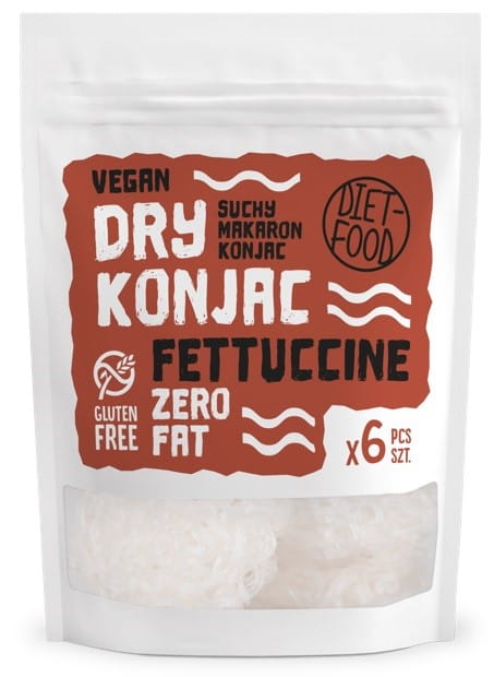 Shirataki-Konjak-Fettucini-Trockennudeln von DIET FOOD, 150 g, ungekochte weiße Nudeln aus Konjak- und Shirataki-Gummi