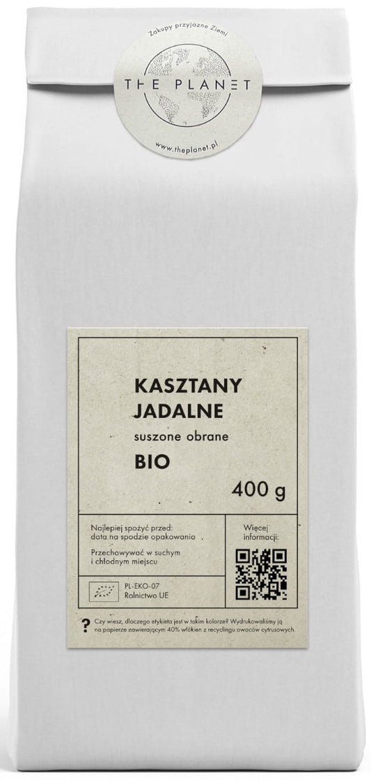 Getrocknete essbare Bio-Edamame von THE PLANET, 400 g, in einer transparenten Verpackung, frisch und natürlich.