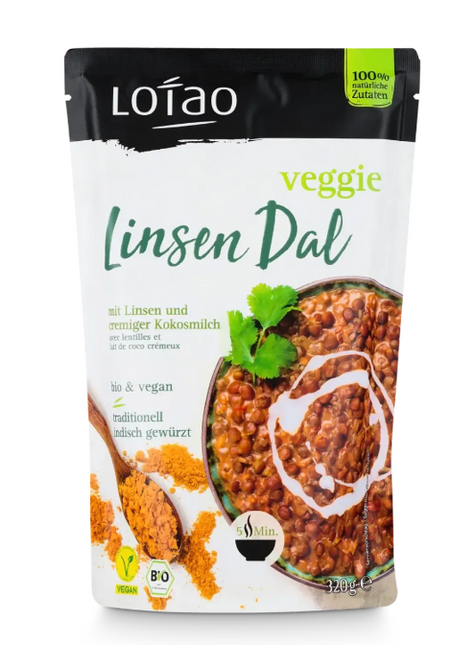 Veganer BIO DAL mit Sojabohnen und Kokosnussdrink von LOTAO, 320 g, cremige pflanzliche Proteinquelle in Packung
