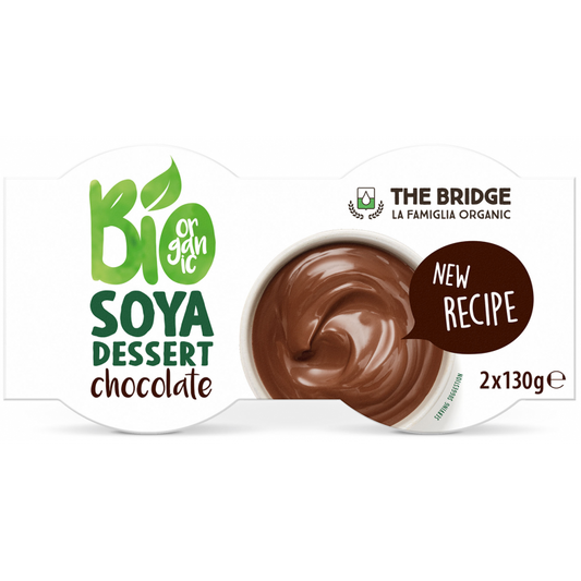 GLUTENFREIES BIO-SOJA-DESSERT MIT SCHOKOGESCHMACK (2 x 130 g) 260 g – THE BRIDGE MHD: 10-2026