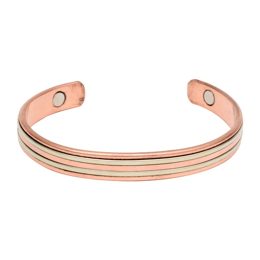 Kupfer Armband von SATTVA mit stilvollem Design, ideal für Wellness und energetisches Wohlbefinden, abgebildet auf einem weißen Hintergrund.