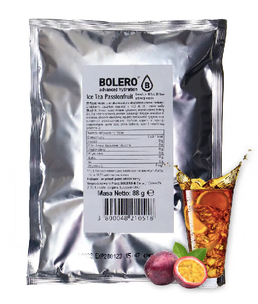 Bolero Passionsfrucht Eistee Bolero Beutel, 88g, mit fruchtigem Passionsfruchtgeschmack in Beutelform.