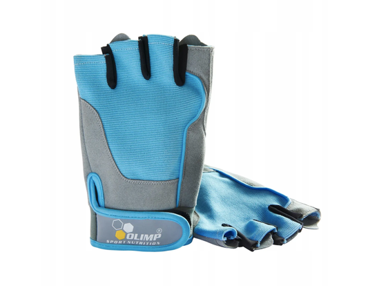 Olimp Trainingshandschuhe Fitness One in Blau, XS, mit gepolstertem Handflächenbereich und atmungsaktivem Material.