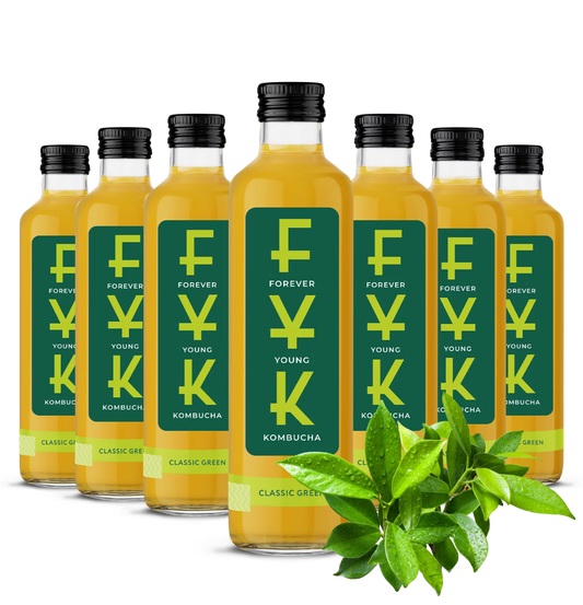 Grüne FYK Kombucha Klassisch in 0,25l Flasche, erfrischendes fermentiertes Getränk von Dystrybutor Biogo.pl.