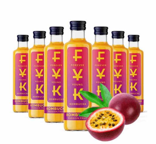 Dystrybutor: Biogo.pl, Flasche mit 0,25l FYK Kombucha Maracuja, erfrischendes fermentiertes Getränk mit Maracuja-Geschmack