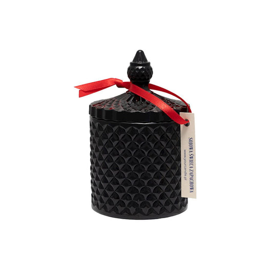 Soy Wonderful Kerze in schwarzem Kristallglas, 250 ml, mit festlichem Duft, von YOUR CANDLE für die Feiertage.