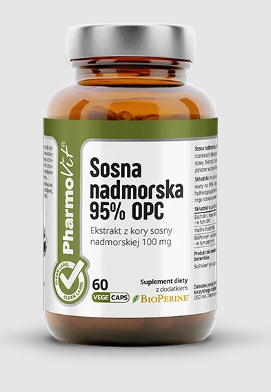 Küstenkiefer-Extrakt 95% OPC in 60 glutenfreien Kapseln, Nahrungsergänzung von PHARMOVIT, naturbelassen und gesund