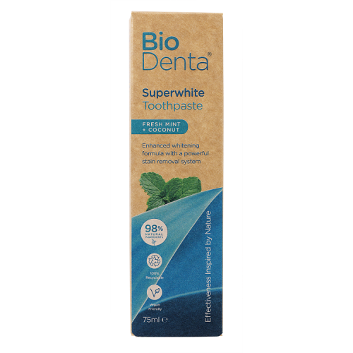BioDenta Ultra Whitening Zahnpasta von BeConfident mit Minz- und Kokosnussgeschmack, 75 ml, cremige Zahnpasta für strahlendes Lächeln
