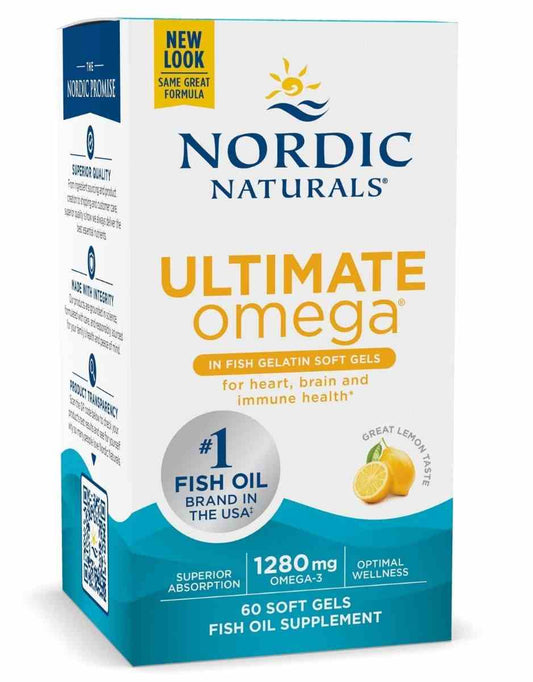 Nordic Naturals Ultimate Omega Fischgelatine Weichkapseln mit 1280 mg, Zitronengeschmack, 60 Stück, omega-3 Fischölkapseln